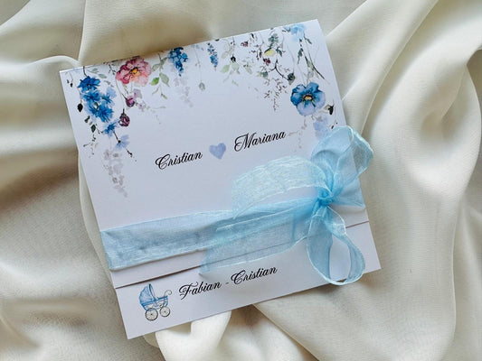 Invitatie nunta si botez blue cod 1347