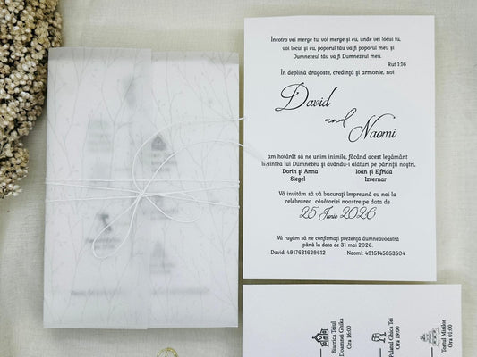 Invitatie cu Vellum floral cod 1358