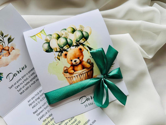 Invitatii botez ursulet cod 1746