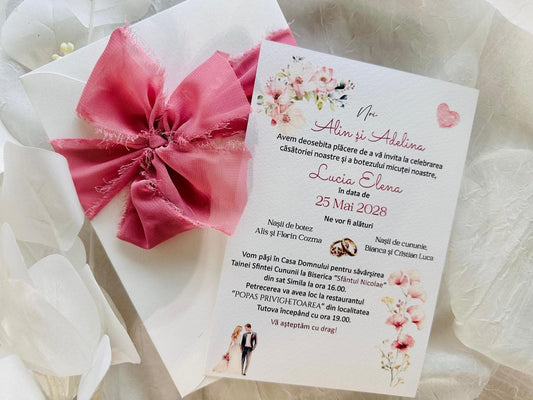 Invitatie nunta si botez roz cod 11546
