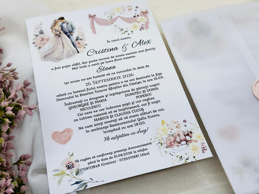 Invitatie nunta si botez fetita cod 1331