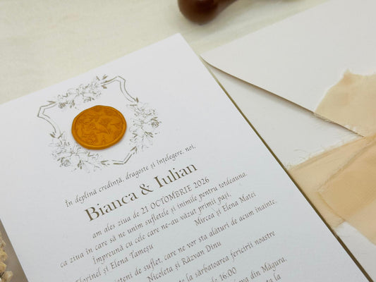 Invitatie nunta cu fundita cod 1900