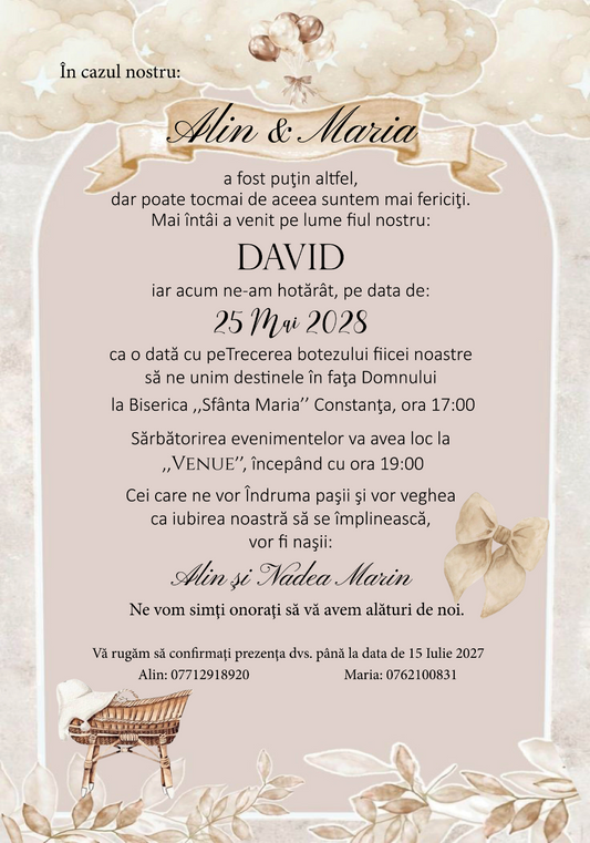 Invitatie digitala nunta si botez IN132