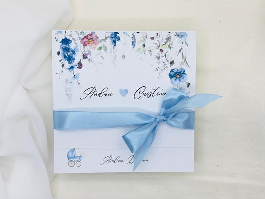 Invitatie nunta si botez blue cod 1347