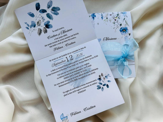 Invitatie nunta si botez blue cod 1347