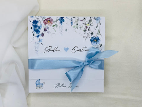 Invitatie nunta si botez blue cod 1347