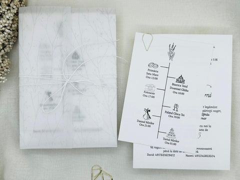 Invitatie cu Vellum floral cod 1358