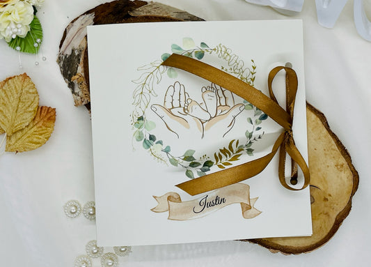 Invitatie botez cu fundita cod 15522