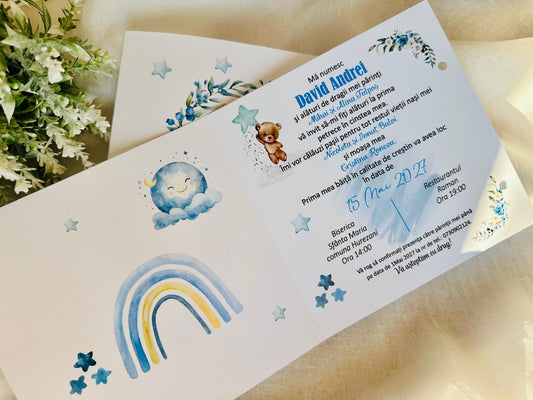 Invitatie ursulet albastru cod 1683
