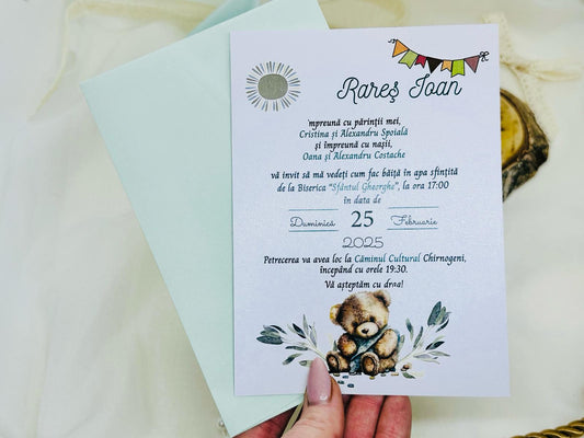 Invitatie verde ursulet cod 1706
