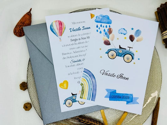 Invitatie botez masinuta cod 1711
