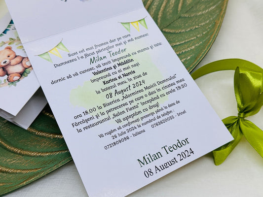 Invitatii botez ursulet cod 1746