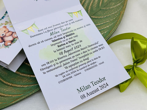 Invitatii botez ursulet cod 1746