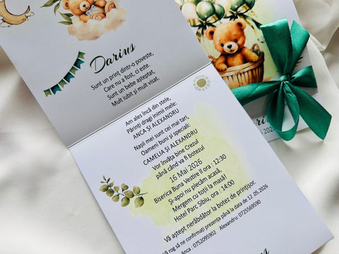 Invitatii botez ursulet cod 1746