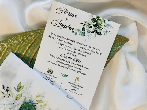 Invitatie nunta model floral cod 1843N