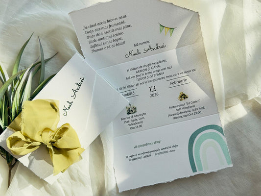 Invitatie botez cu fundita  cod 1856