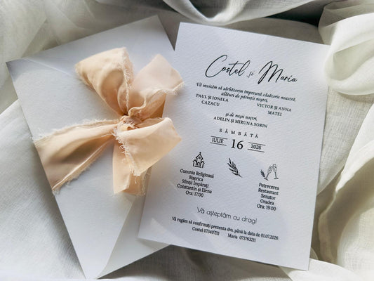 Invitatie cu fundita cod 1379