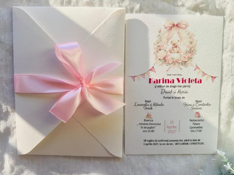 Invitatie botez roz cod 1049