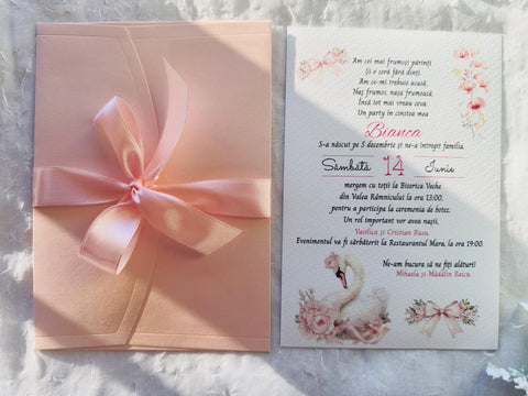 Invitatie botez lebada cod 1610