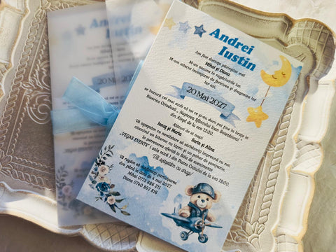 Invitatie botez ursulet cod 1671