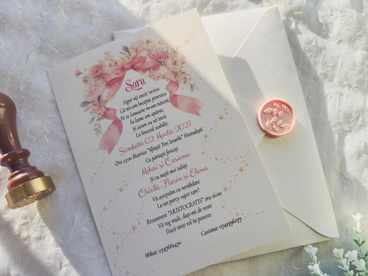 Invitatie botez fetite cod 1045