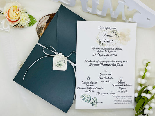 Invitatie de nunta verde cod 11521