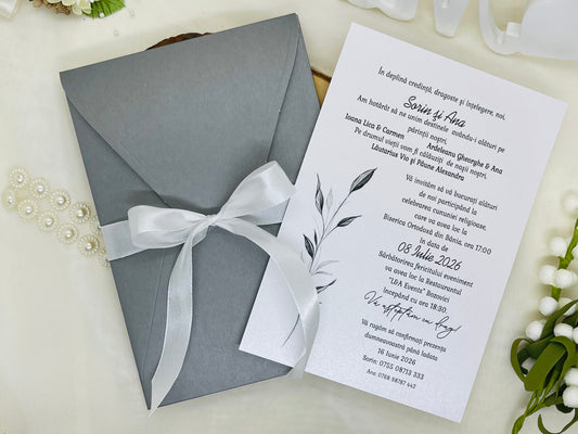 Invitatie de nunta gri cod 11522