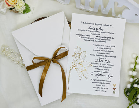 Invitatie de nunta aurie cod 11523