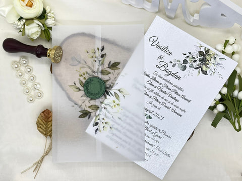 Invitatie nunta model floral cod 1843N