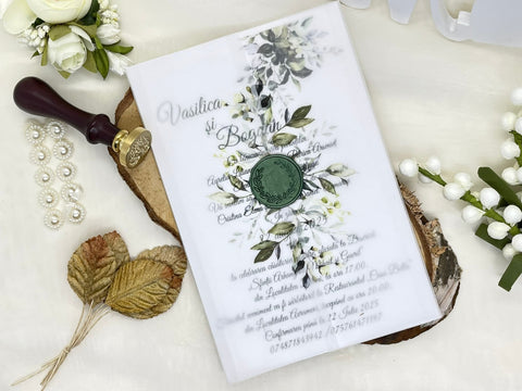Invitatie nunta model floral cod 1843N