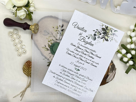Invitatie nunta model floral cod 1843N