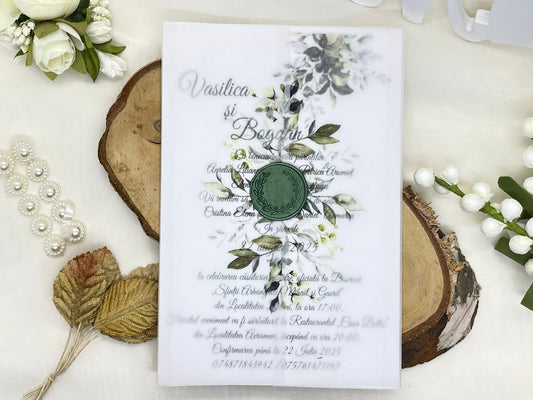 Invitatie nunta model floral cod 1843N