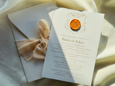 Invitatie nunta cu fundita cod 1900