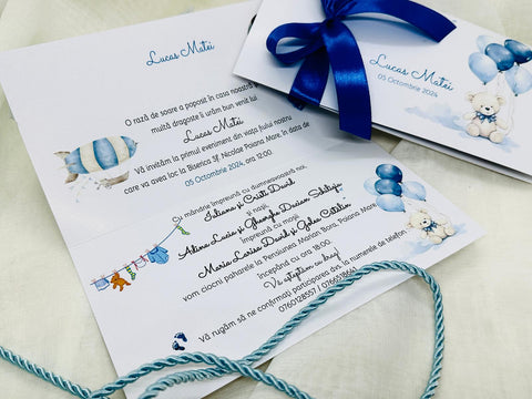 Invitatie botez ursulet cod 1742