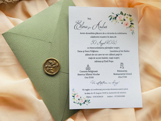 invitatie model floral  cod 1845