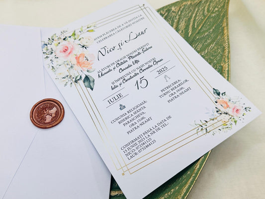 Invitatie nunta cu sigiliu cod 1377