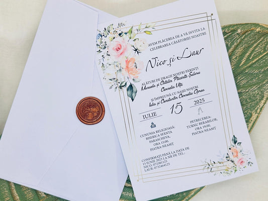 Invitatie nunta cu sigiliu cod 1377