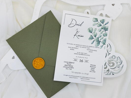 Invitatia cu plic verde si sigiliu cod 1461