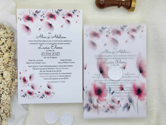 Invitatie nunta si botez roz cod 11546