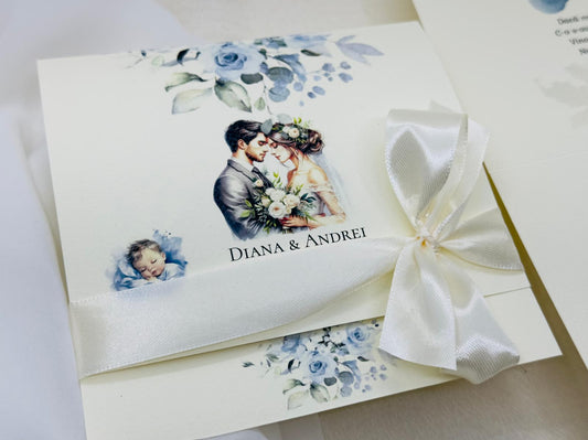 Invitatie nunta si botez miri cod 1329