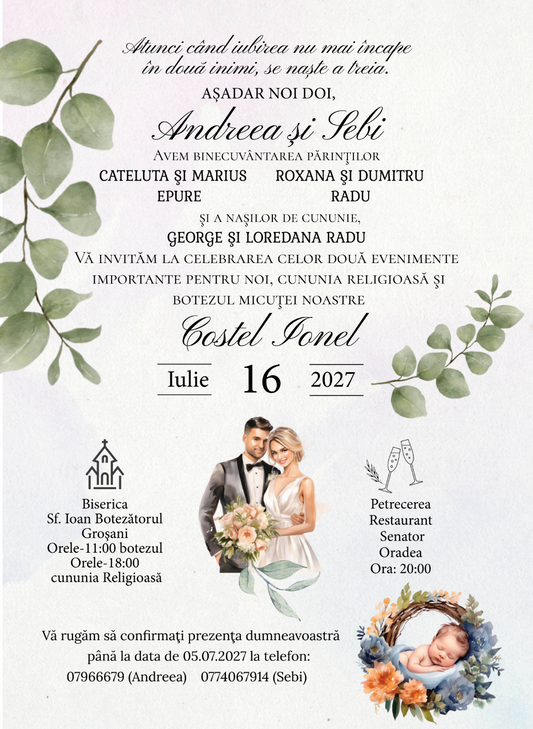 Invitatie digitala nunta si botez IN111