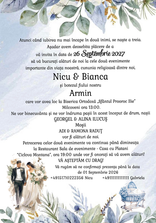 Invitatie digitala nunta si botez cod IN136