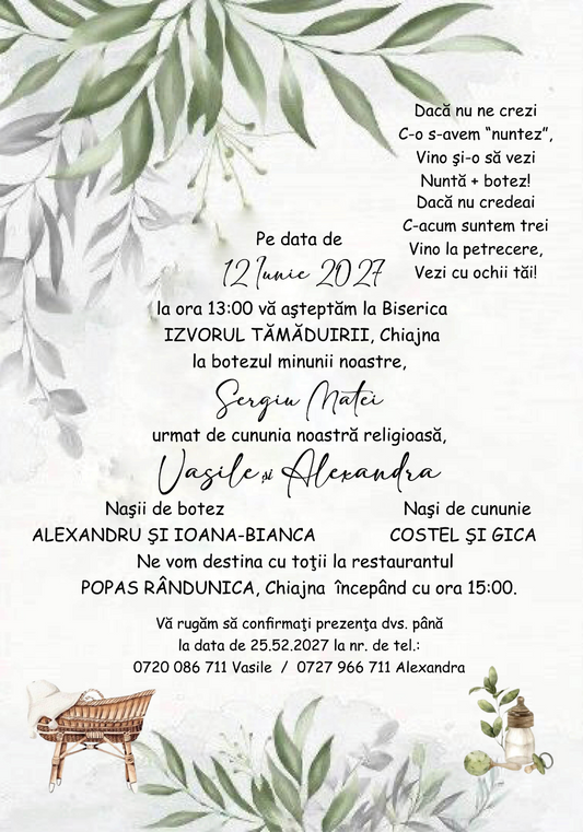 Invitatie digitala nunta si botez IN118