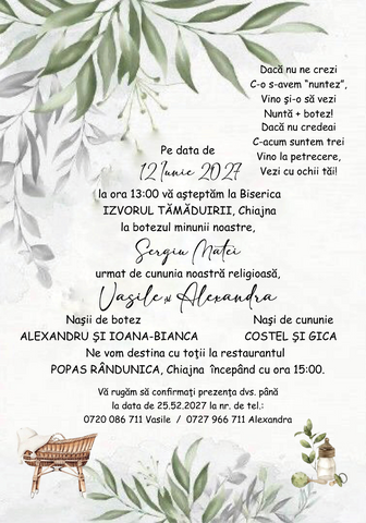 Invitatie digitala nunta si botez IN118
