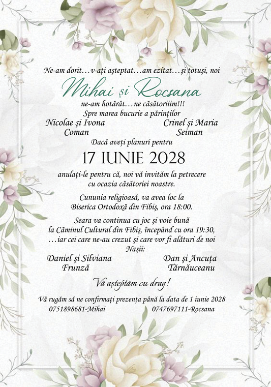 Invitatie florala electronica IN126